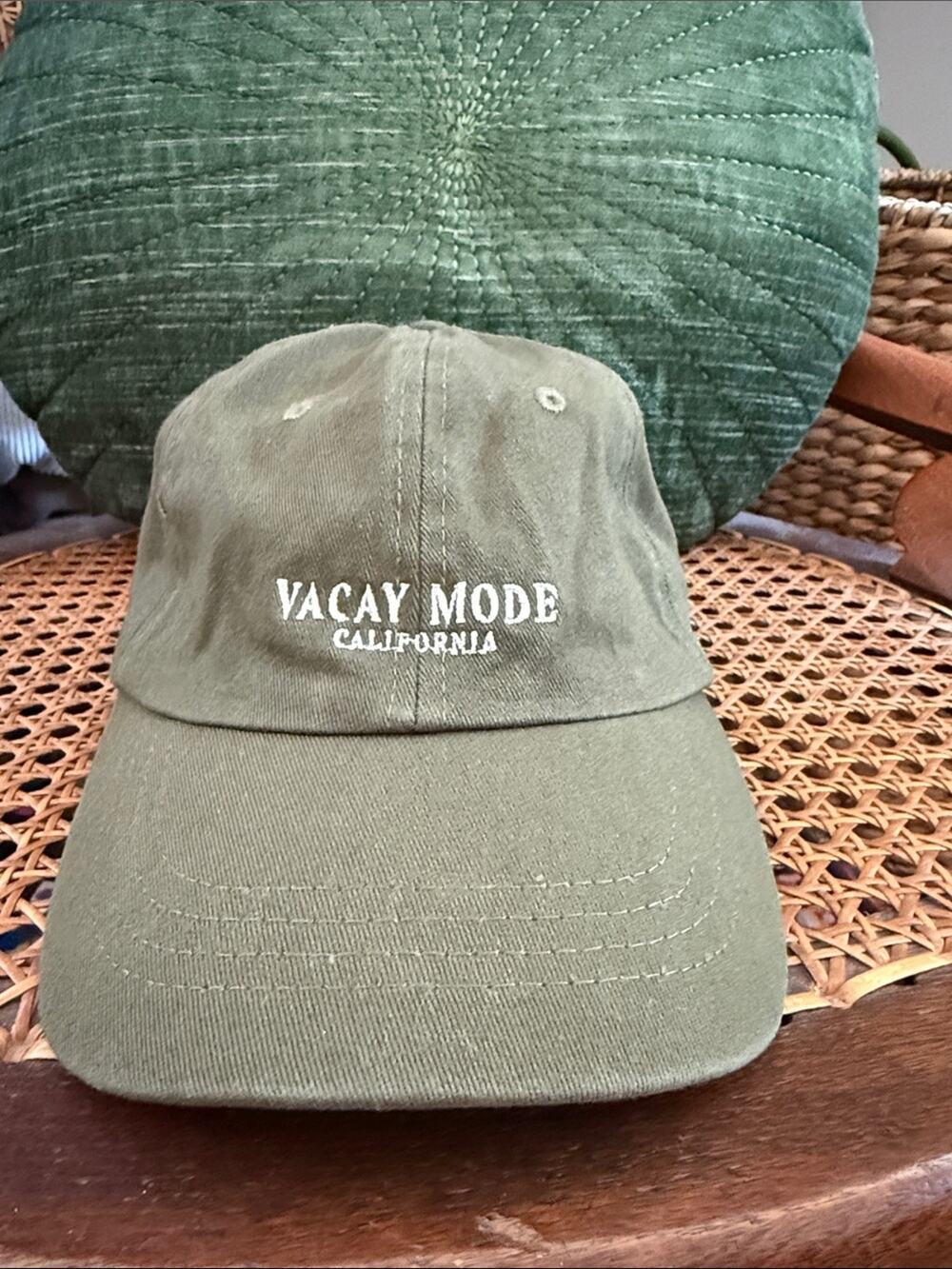 Khaki Vacay Mode Adjustable Resort Wear Beach Pool Summer Baseball Cap